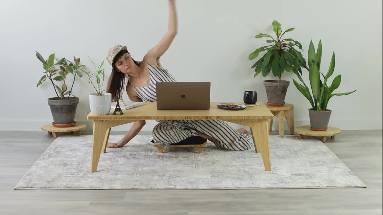 Bamboo Low Desk Set: Mid-century Japanese Floor Seating - Etsy