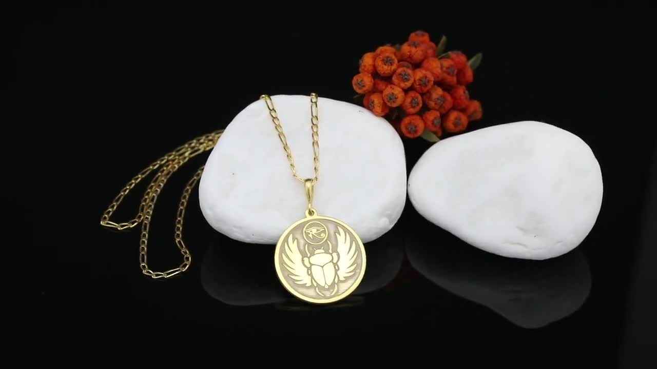 Skarabäus-Käfer-Anhänger – ägyptische Skarabeus-Halskette, mit Wunschgravur video poster