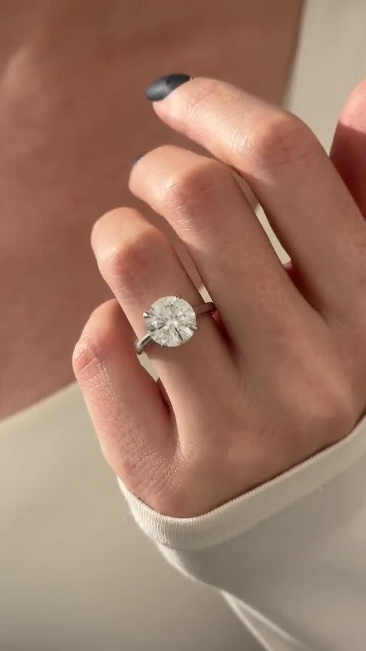 Homxi Set Anello Fidanzamento Donna Con Zirconia Cubica – 4 Griffe, Rame Galvanizzato (Taglia 12-22, Verde Oro)