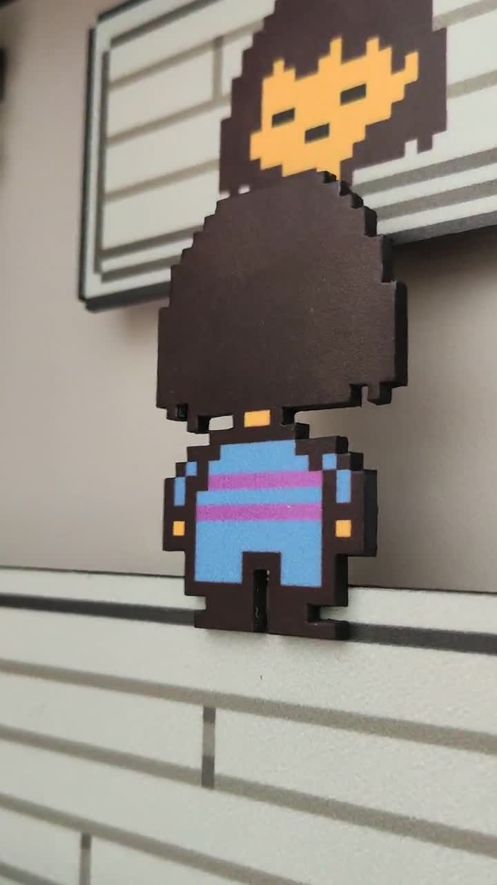 Undertale Frisk Sans Battle Handmade Diorama - Retro Gaming Cube - Fanart