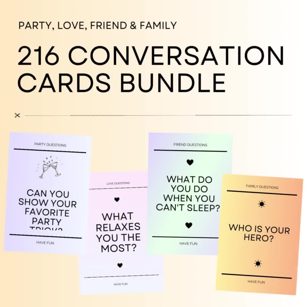 Conversation Cards Bundle: Party, Love, Friends and Family