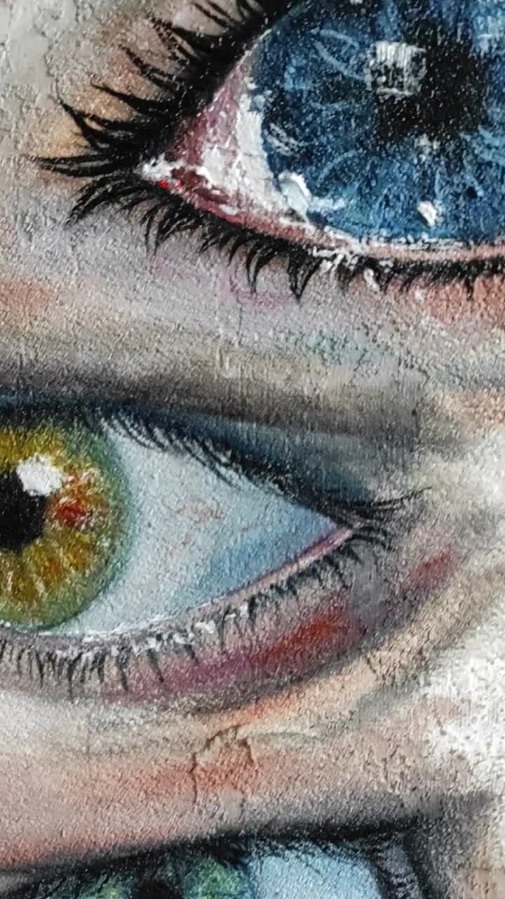 Pintura al óleo de ojos realista. video poster