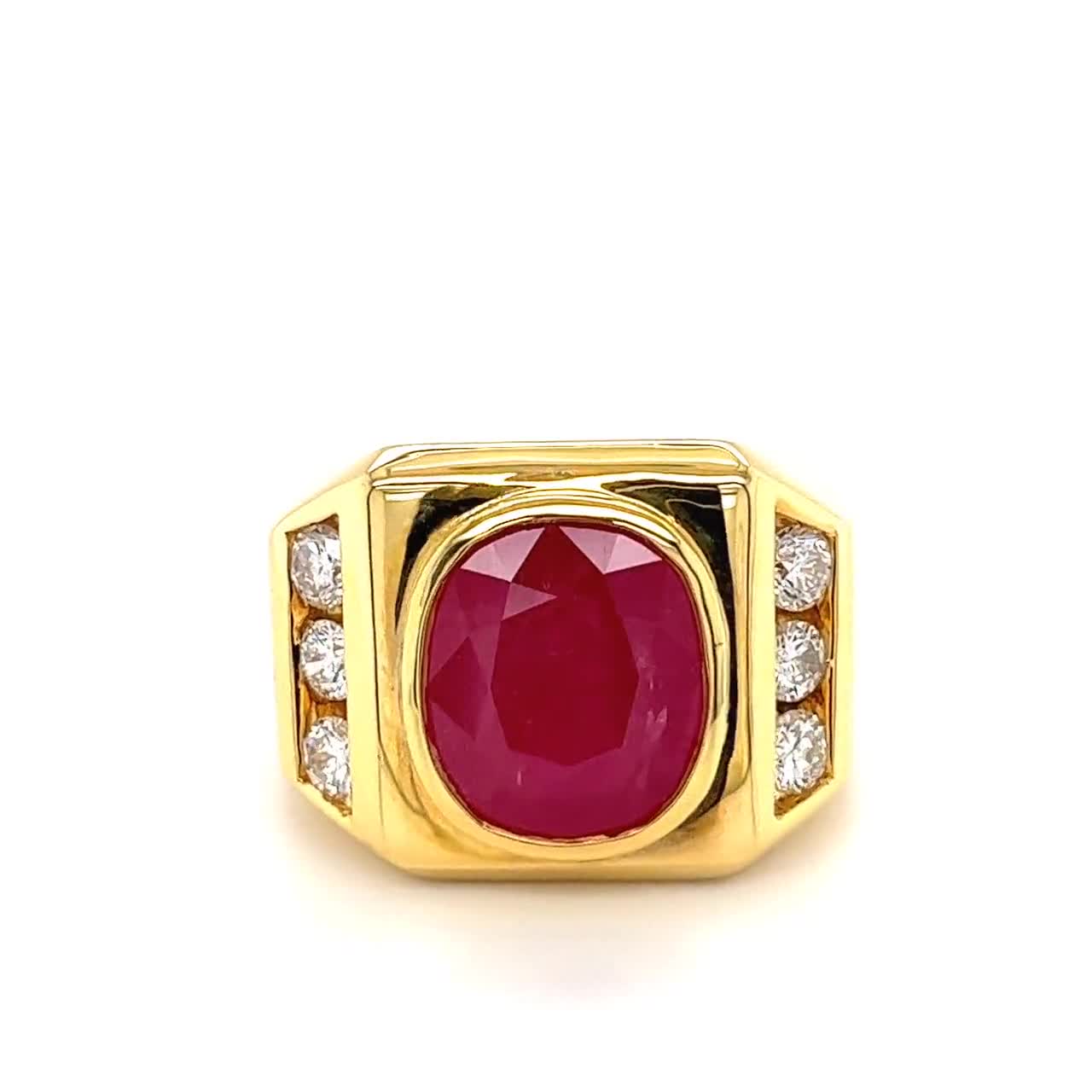 Morvi Gold Plated Red Ruby Stone Engagement Fashion Heavy Ring for Men