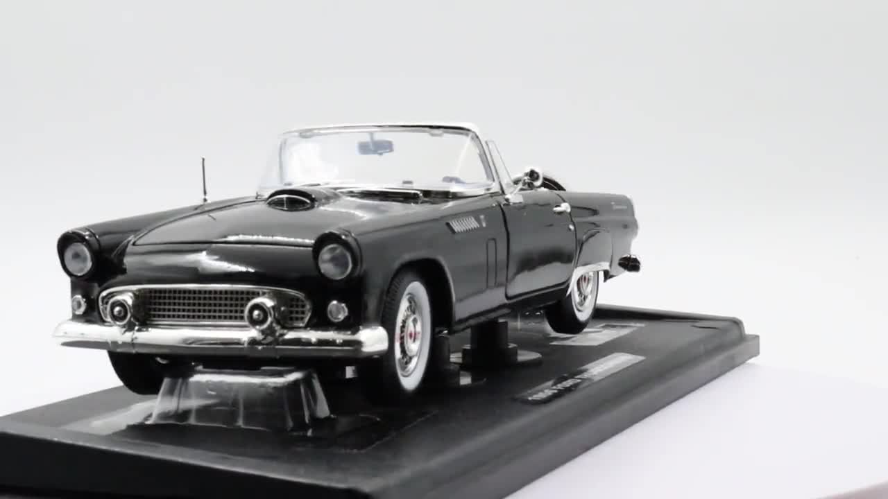 Motormax 1956 Ford ThunderBird|Scale 1/18 Black Diecast Car|Vintage Model  Car for Collectors|Classic Convertible Collection Car for Dad