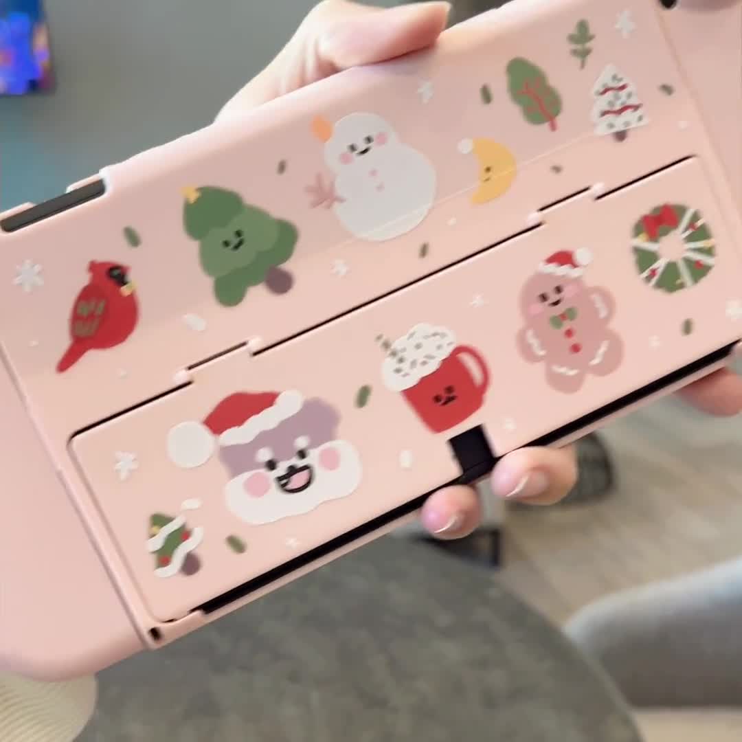 Nintendo Switch 2用 星空の森 クリスマス ケース、ピンクのSwitch