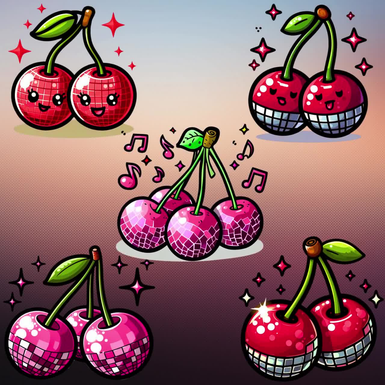 Cute cherries PNG, Digital Download, Digital Art Images, Digital Bundle, Clipart Images, Cute Cherry video poster