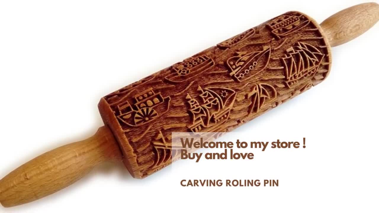 No. R343 SNOWFLAKES No 4 Rolling Pin, Embossed Rolling Pin, Wooden Roller  Engraved, Embossing Cookies, Wooden Toys,stamp, Baking Gift 