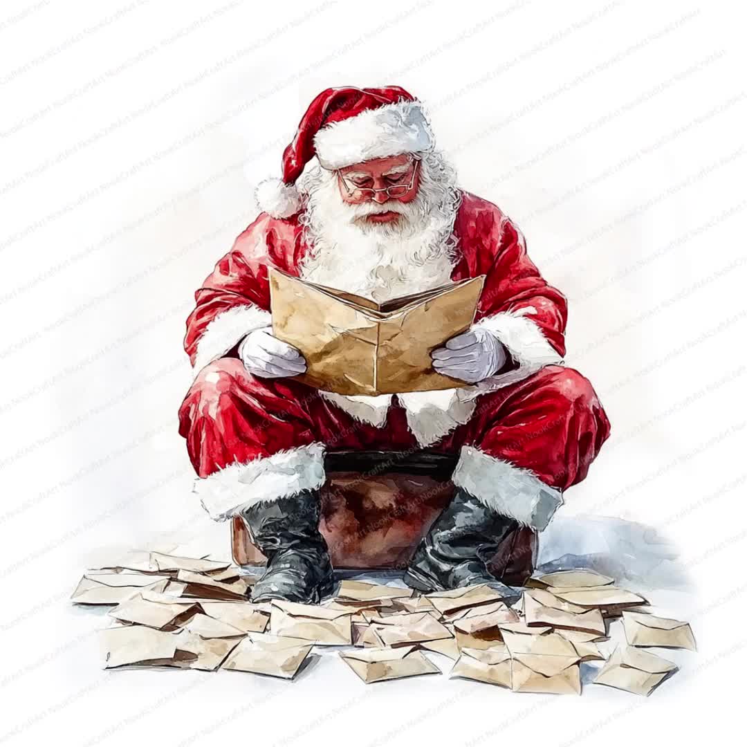 16 文字付きサンタクロースのクリップアート | 陽気なサンタのデザイン