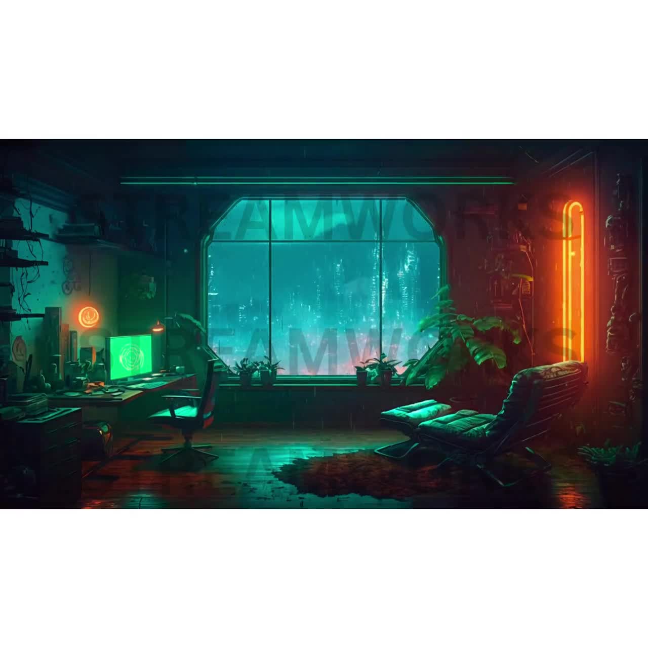 Cyberpunk Animated Vtuber Background for Stream (Instant Download) 