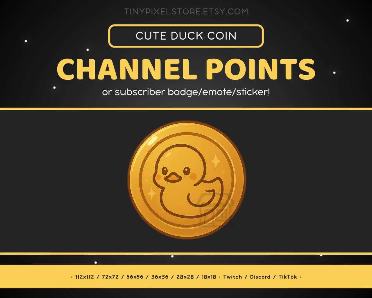 Baby Duck Golden Coin Twitchチャンネルポイントアイコン、サブバッジ、絵文字 -  かわいいDiscord絵文字、ストリーミングアセットゲーム絵文字ステッカー、ロイヤルティバッジ