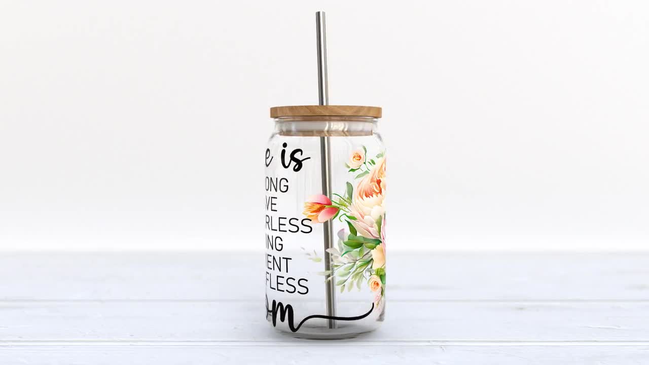 Print On Demand 16 or 20 oz Can Glass With Bamboo Lid and Straw