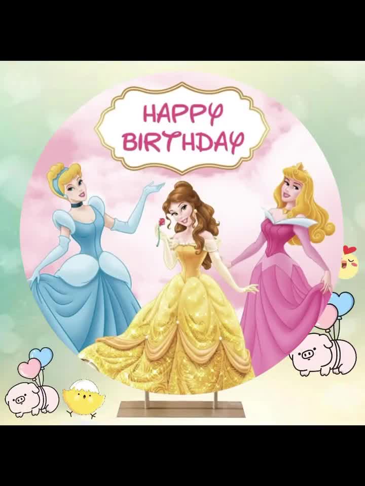 Fondo para fiesta de cumpleaños de Moana bebé: Decoración redonda para fotomatón video poster