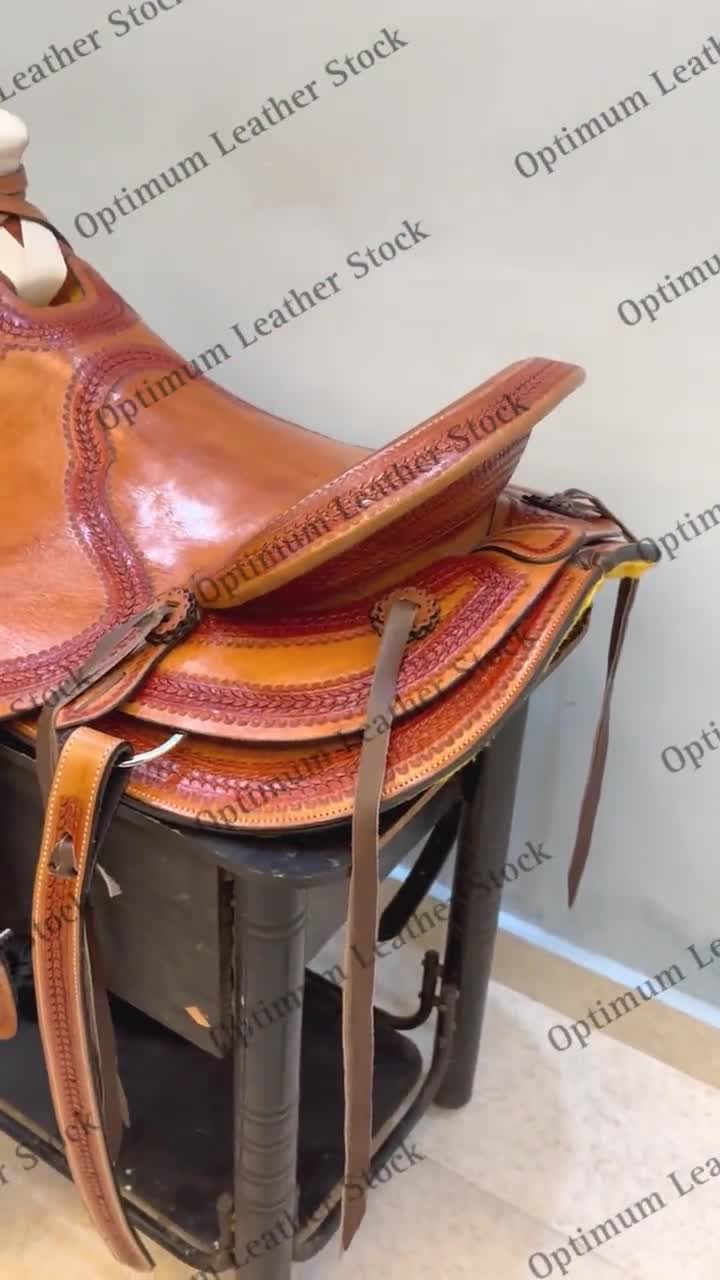 Sella Western Per Barrel Racing In Pelle Premium, Intaglio Basket Weave, Taglie 10-18"