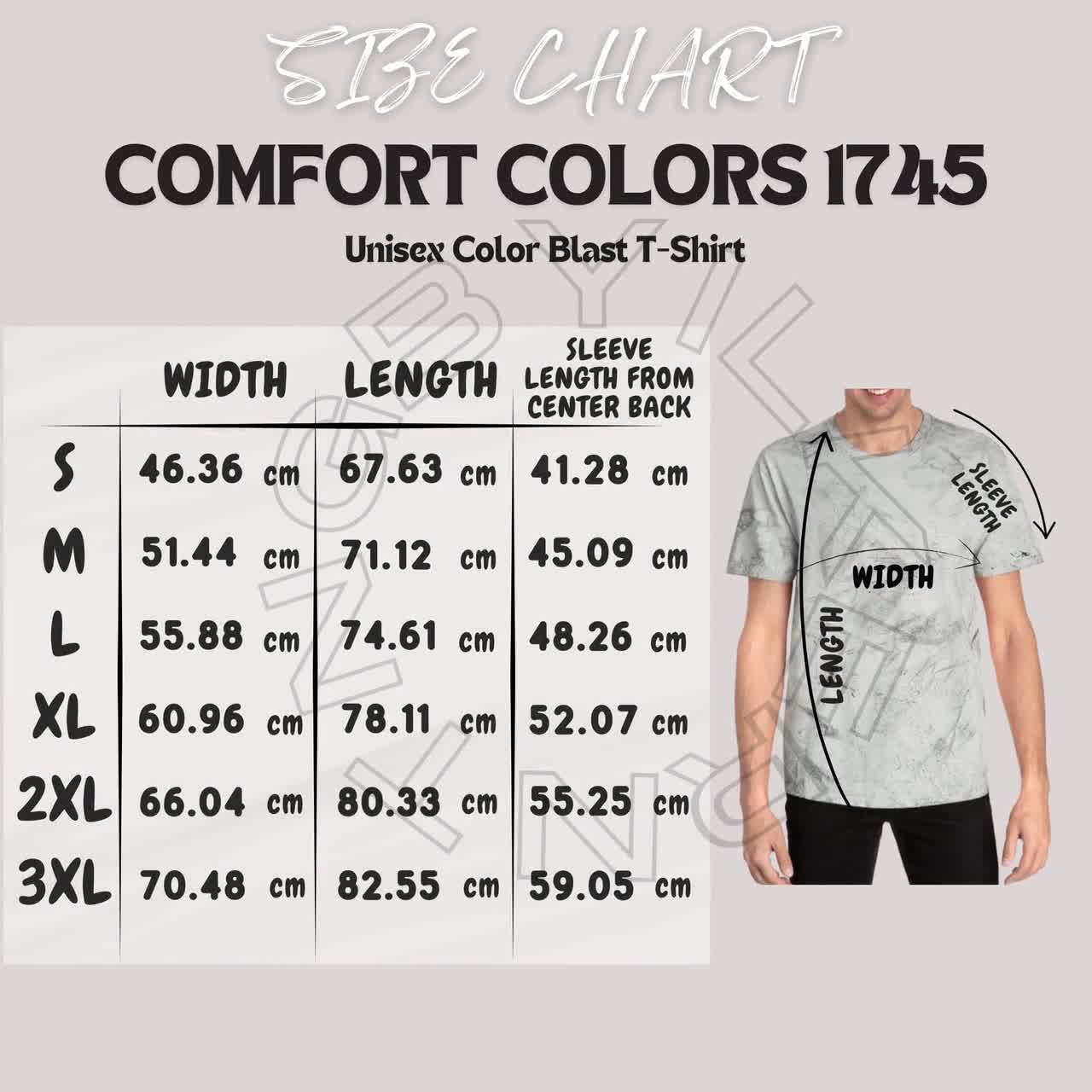 Comfort Colors 1745 サイズ表 | ユニセックス カラーブラスト Tシャツ