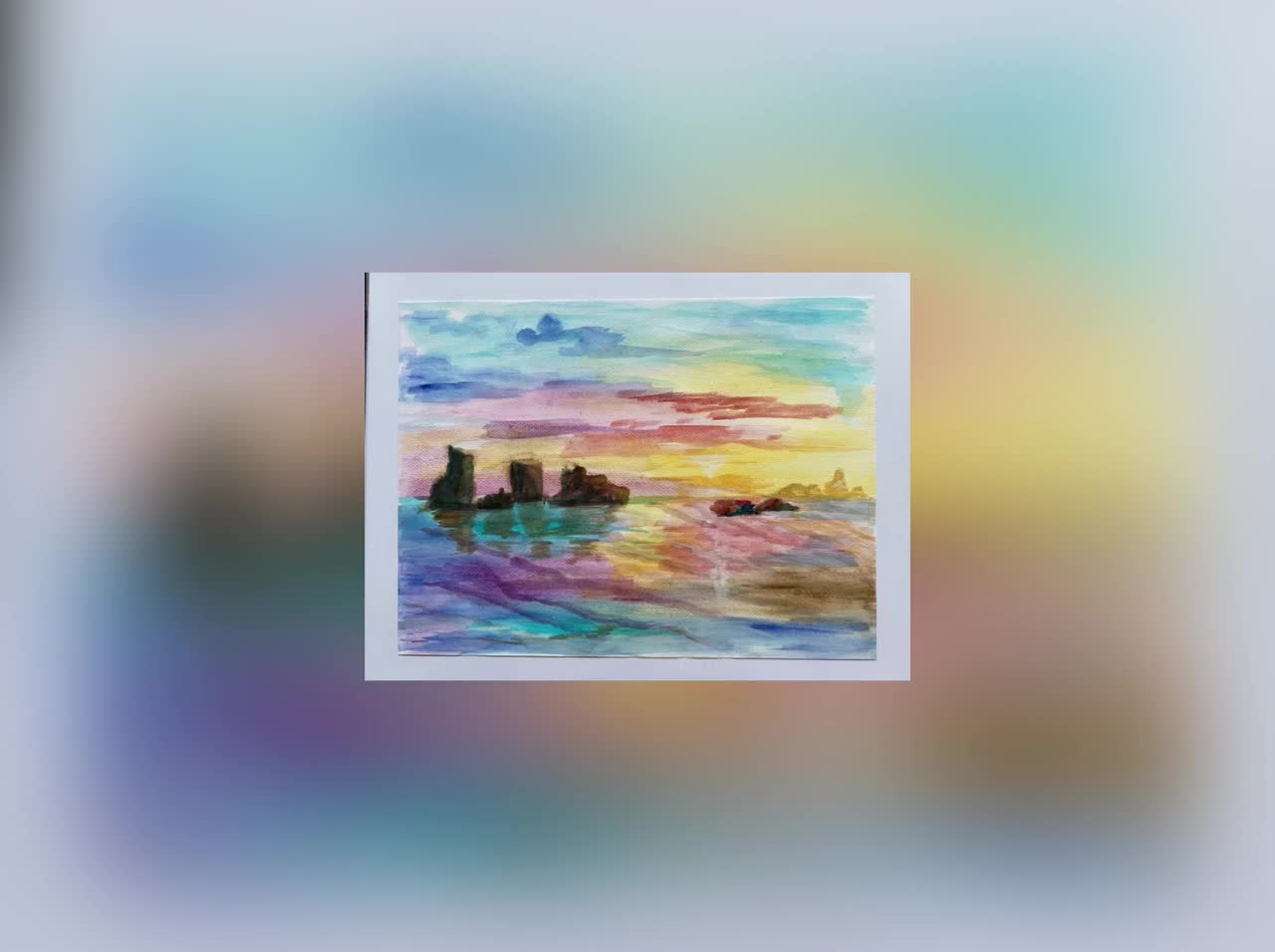 海岸の風景の水彩画 - Etsy 日本