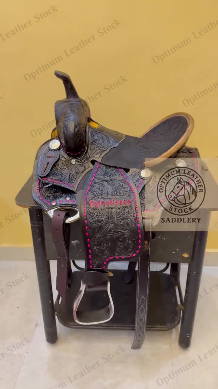Sella in cuoio Western per Pony con bisacce
