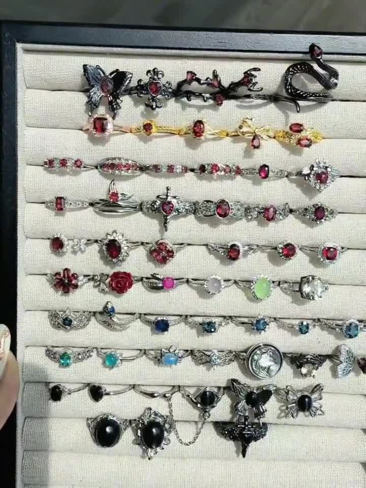 Crystal Rings-handmade 925 Silver Plated Copper Gemstone Ring