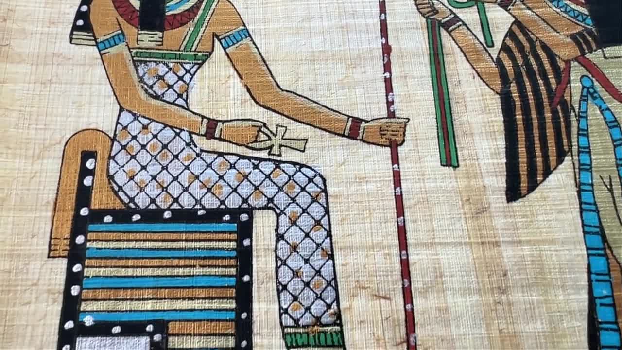 ネフェルタリ王妃のパピルス画、古代エジプトの装飾（9x13インチ - 20