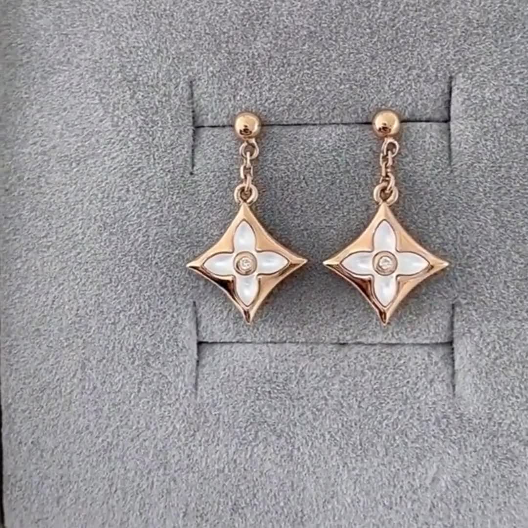Color Blossom BB Star Ear Studs, Pink gold, pink Mother of pearl