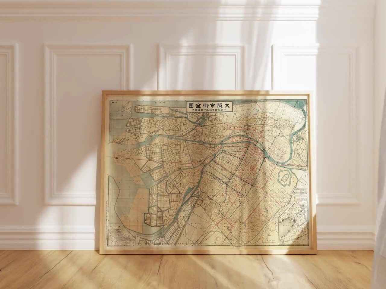 Old Map of Osaka Japan 1913 Vintage Map | Vintage Map Wall