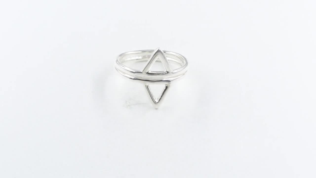 925 Sterling Silver Triangle Ring – Handmade Geometric Double Band