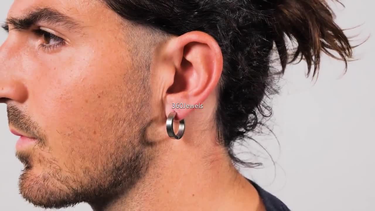 Stainless Steel Spiral Cut Grooves Thick Huggie Hoop Earrings for Men -  Forbidden Body Jewelry