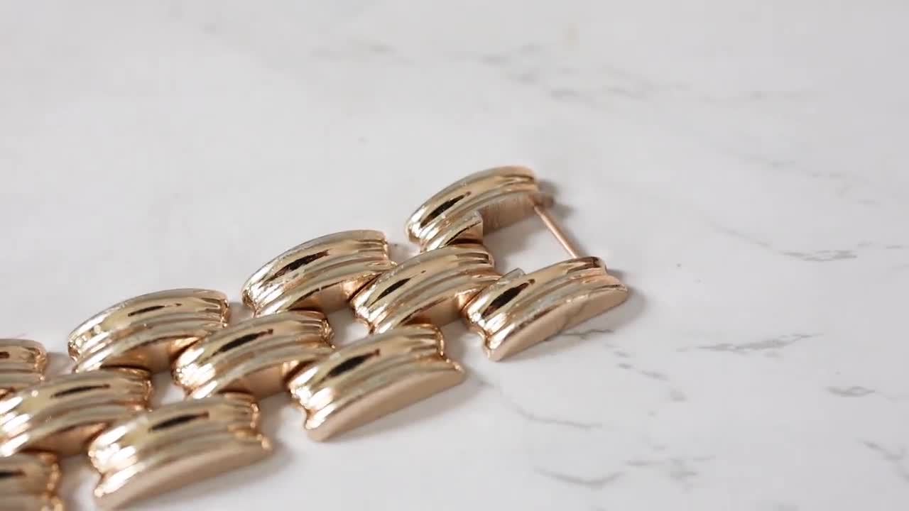 Vintage Rivo Swiss Made Basketweave Link Chunky Bracelet/ 1950s