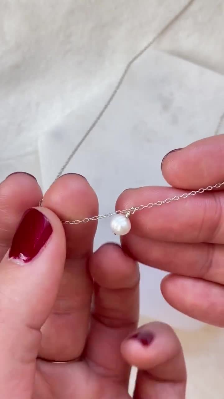 Tiny Pearl Necklace Floating White Pearl Pendant June Birthstone Handmade  Bridesmaid Gift Meaningful Wisdom Gemstone -  Canada