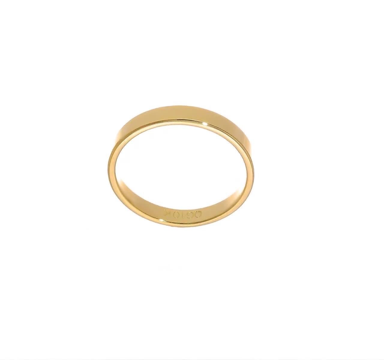 10K Yellow Gold 2mm 2.5mm 3mm 4mm 5mm 6mm 7mm 8mm 10mm 12mm Wide Flat Men's  Women's Wedding Band Ring. Anniversary Cigar Band Midi Toe Thumb