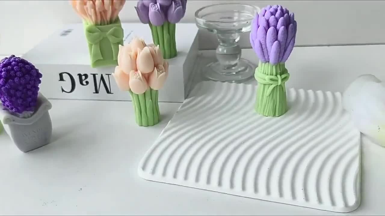 Tuxuzal Confezione da 2 Stampi in Silicone a Forma di Tulipano per Candele e Sapone