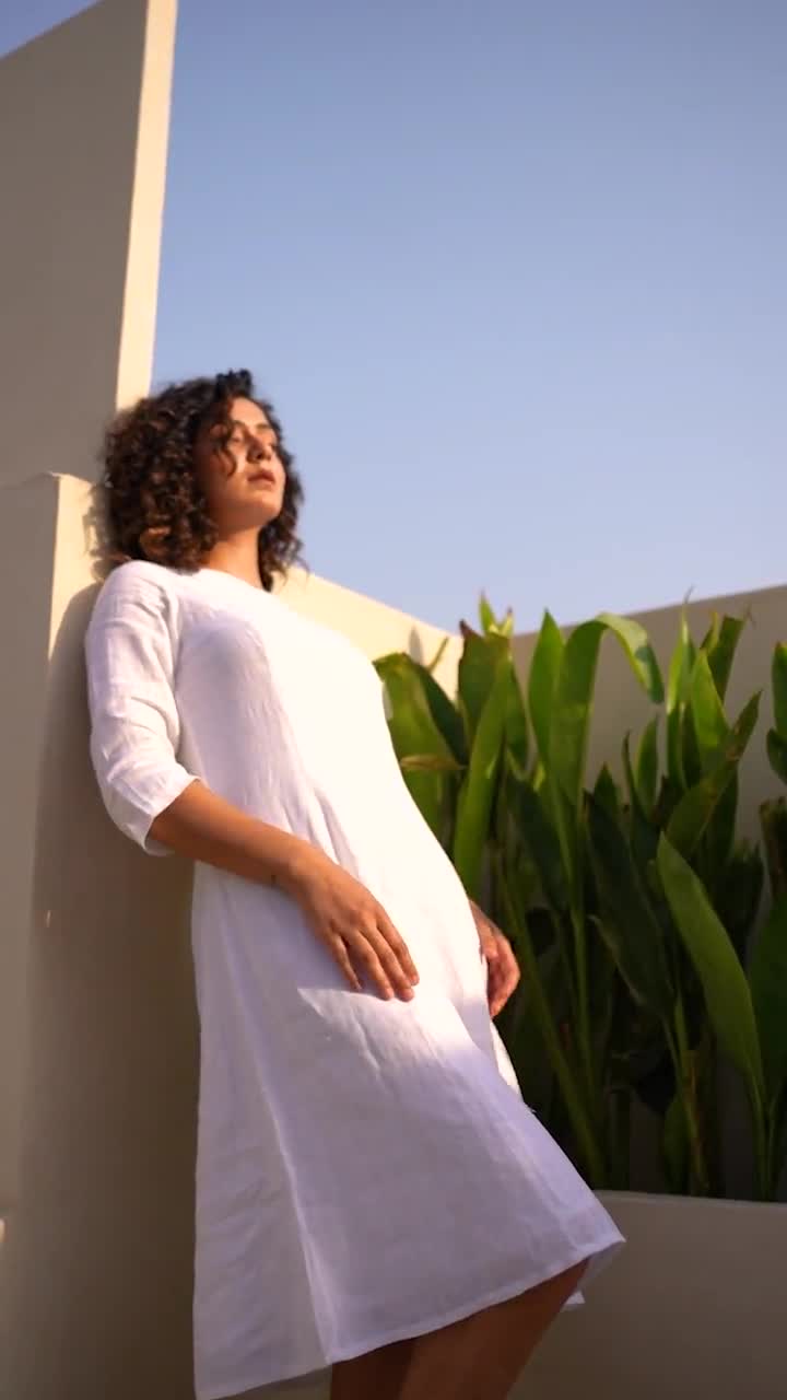 chinese dress ladies Meggie Linen Mini Dress