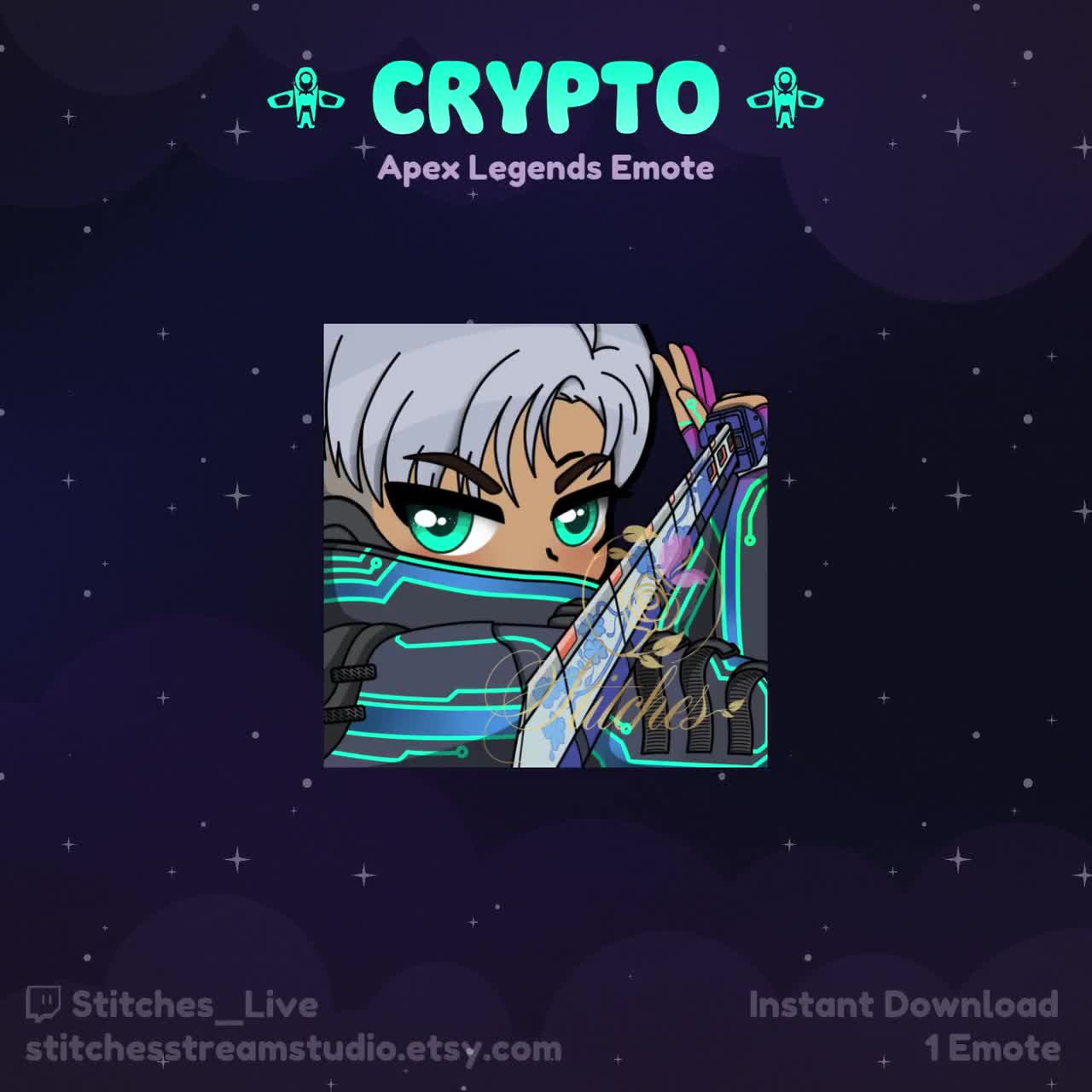 Apex Legends Crypto Hardened Circuitry No Escape Heirloom Recolour Twitch  Emote | Streaming Assets, Gaming, Emoji, Chibi, Discord, Sticker