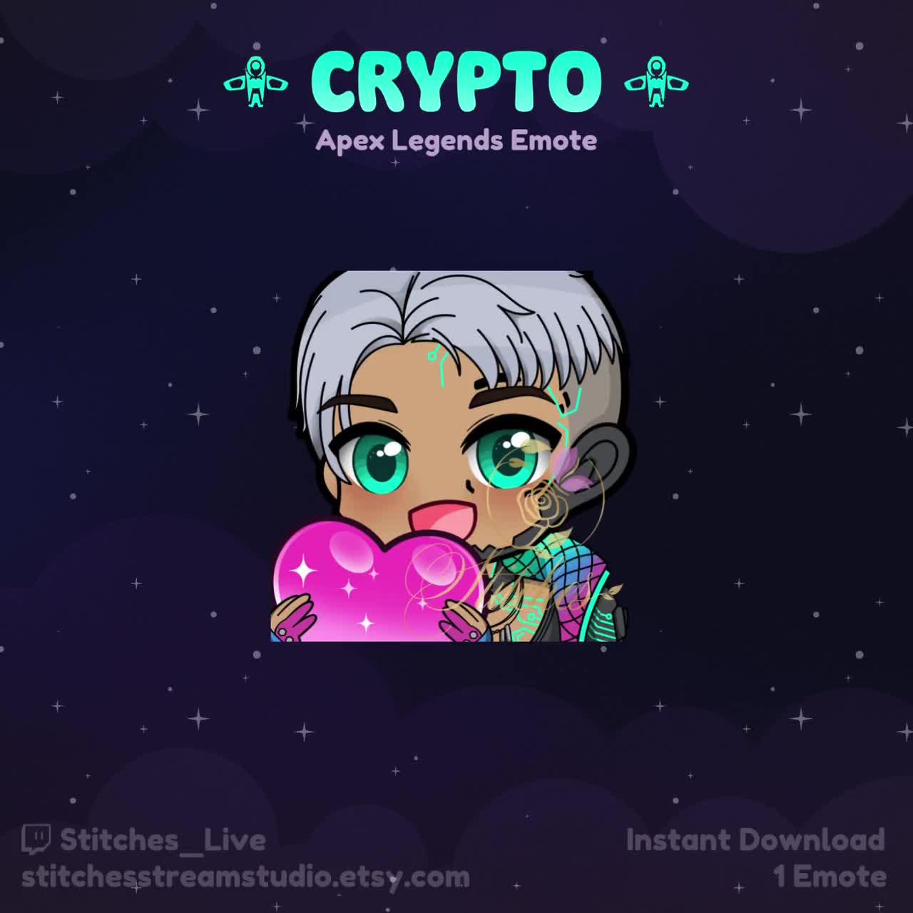 Apex Legends Crypto Hardened Circuitry Heart Twitch Emote | Streamer,  Streaming Assets, Gaming, Emoji, Chibi, Discord, YouTube, Sticker