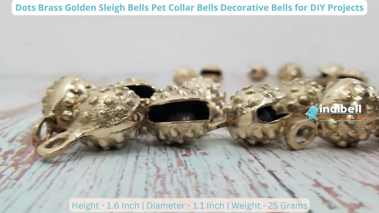 DOTS Golden Solid Brass Sleigh Bells Cat Bell Craft DIY Projects Bells Pets  Bells Indian Brass Jingle Bell Charms 