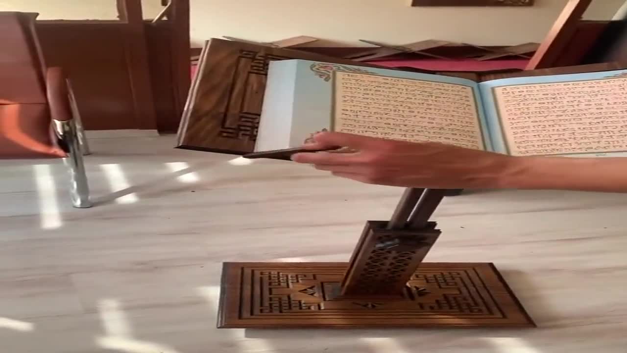  Soporte ajustable para libros de madera tallada, Corán, atril  de soporte de la Biblia