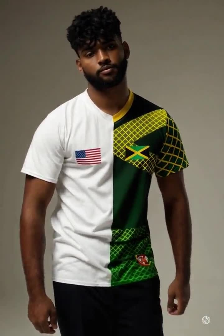 Half United States (usa)-half Jamaica Dual Nation Combo Flag