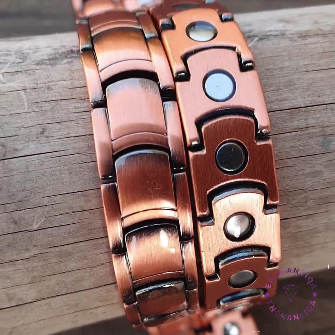 Bracciale magnetico in rame con pietre di ematite 3500 Gauss