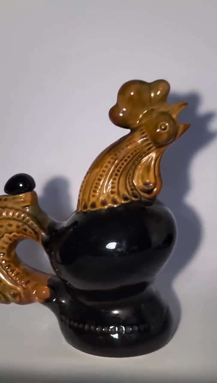 Rooster of Vasylkiv Majolica, Ceramic Decanter, Rooster Figurine