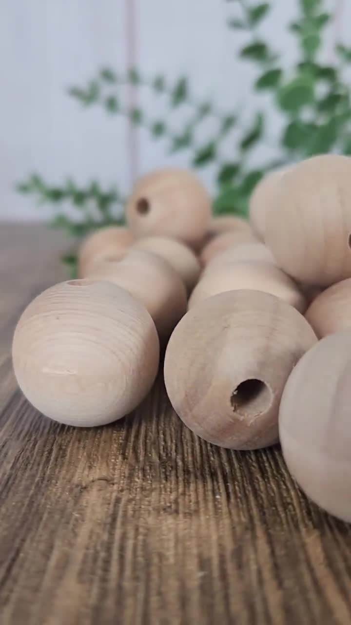 Huge Round Wood Beads Unfinished 2 Inch 50mm Large Hole 6 Pieces
