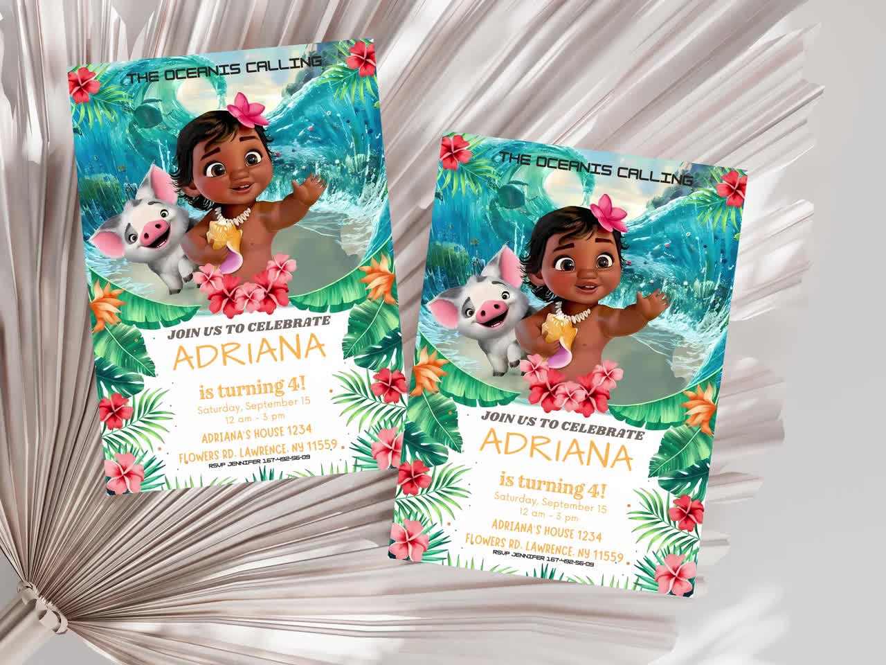Baby Moana Birthday Invitation, Editable Digital Hawaiian Moana Birthday Invite, Kids Theme Party Invitation, Digital Baby Moana Template video poster