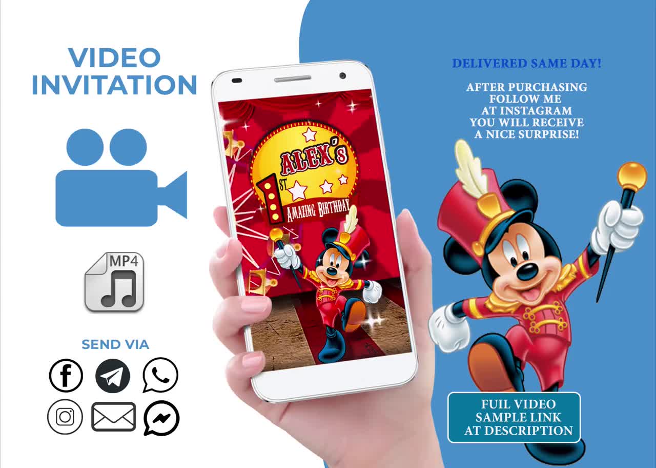 Mickey Circus Video Invitation, Birthday Animated Invitation