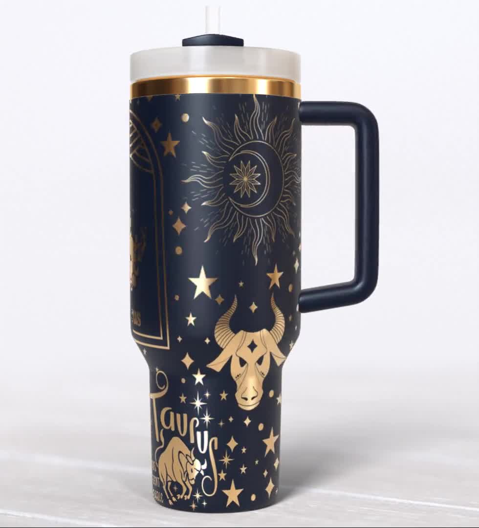 Zodiac Sign TAURUS Laser Engraved Full Wrap Design for 40oz