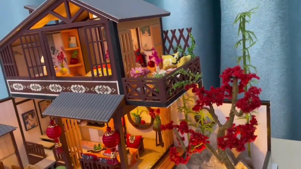 Kit Maison De Poupée Japonaise – Miniature Sushi Shop Avec LED – Puzzle En Bois à Construire – Dès 14 Ans – Cadeau Créatif