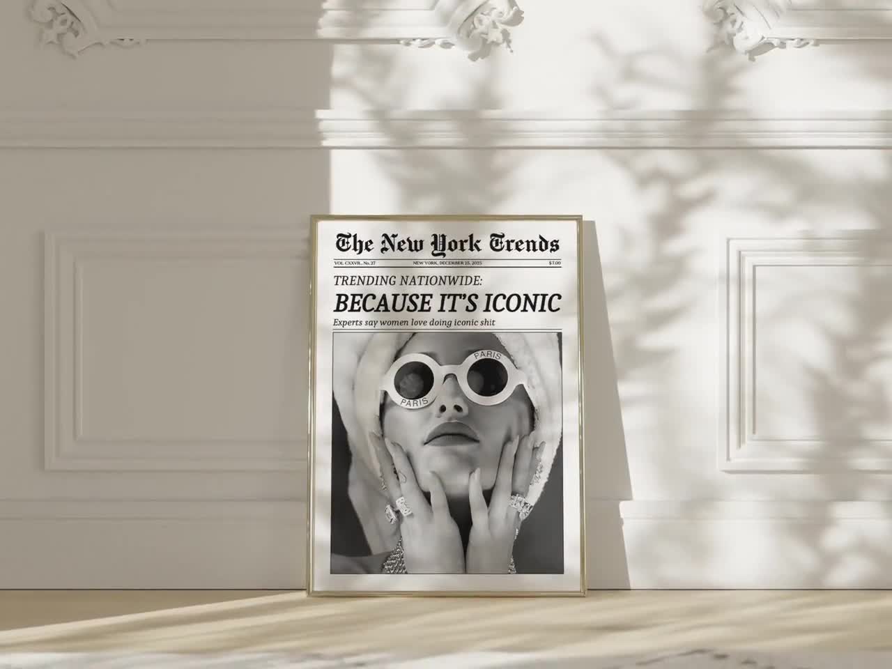 Trendy Girly Newspaper Print, New York Trends Wall Art, Magazine