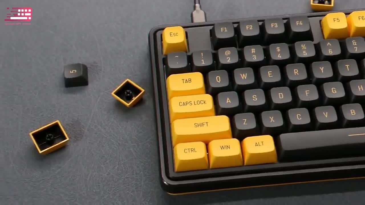 [Single] Hexagon Sublimation Keychain Gold |Plastic PBT Material Basil