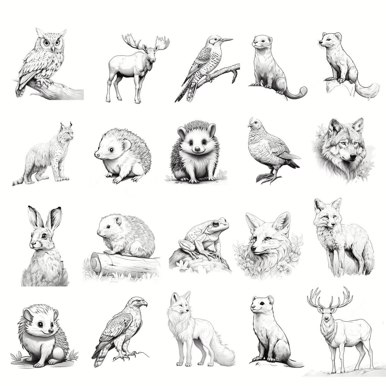 Woodland animal stamps