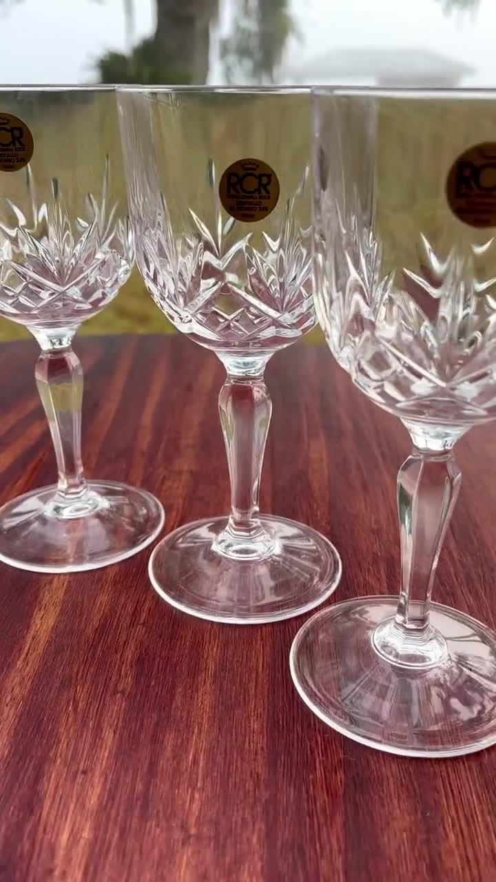 Vintage RCR (Royal Crystal Rock) Italian Cut Crystal Wine Glasses Palace  - Set of 5