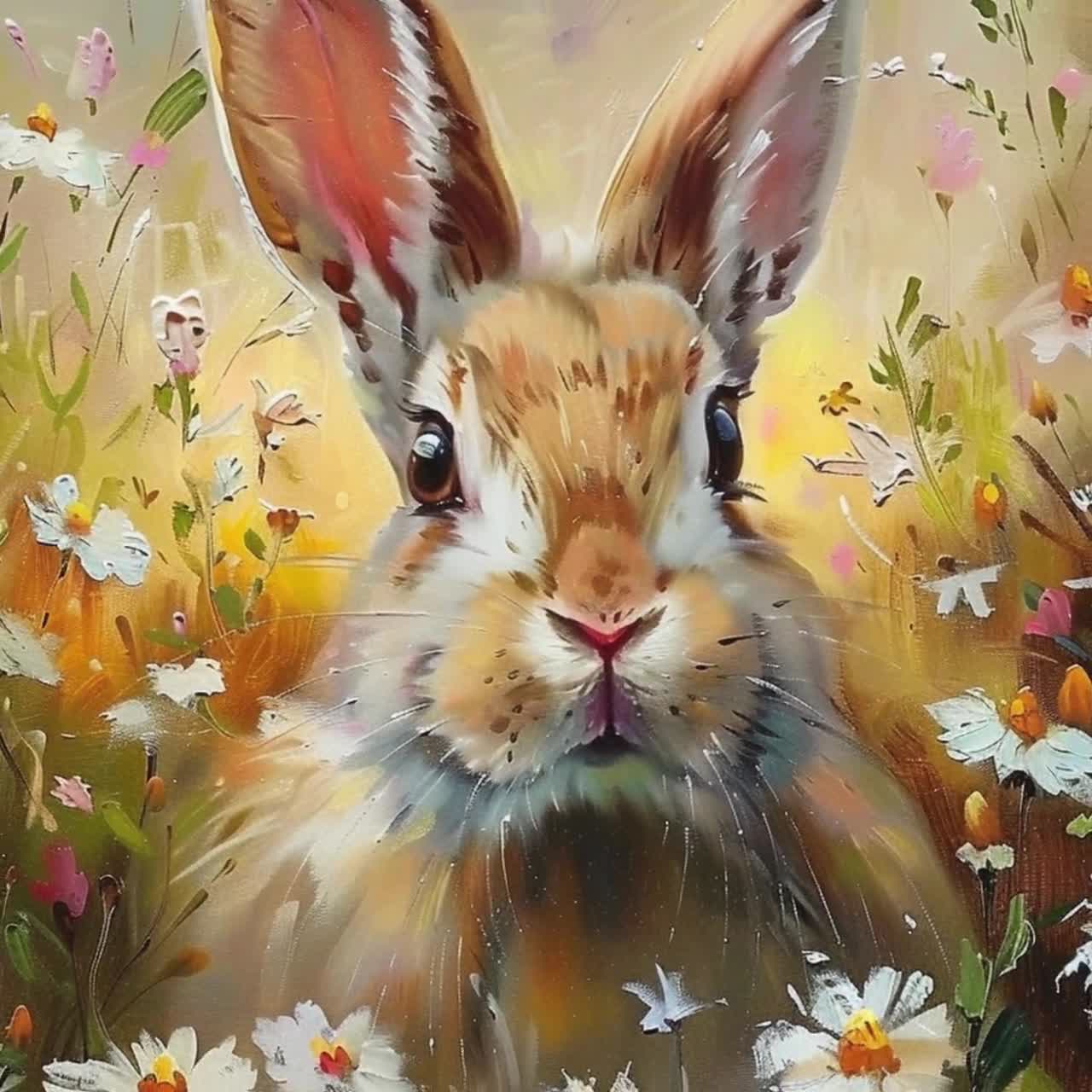 Vintage Rabbit Painting Rustic hare Art Nursery Wall decor Spring Countryside Art Antique Printable Bunny Animal farmhouse Digital 912 video poster