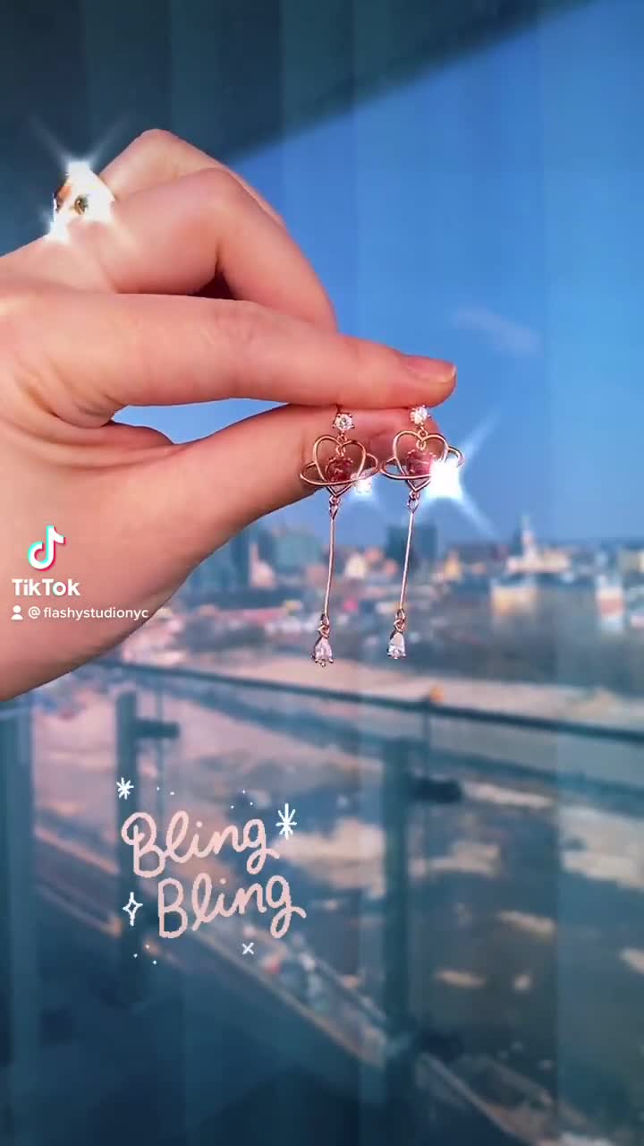 J.ESTINA] 14K White Gold Water Drop Earring with case K-beauty