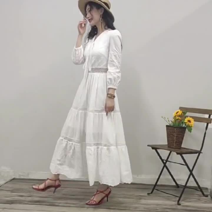 Women's summer White embroidered dress C3458 White / S Women's summer White embroidered dress C3458 White / S